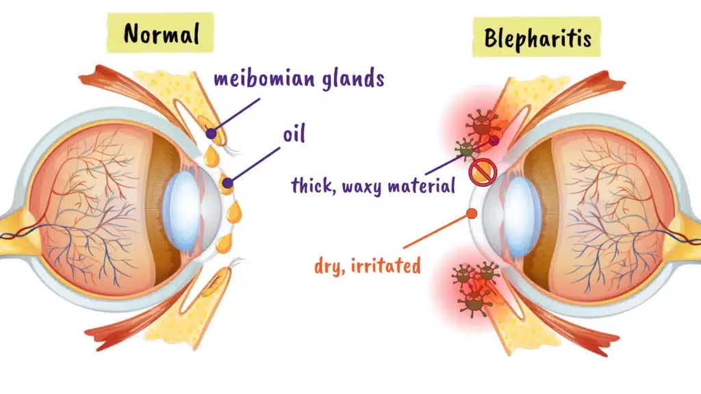 Healthy eyes vs Blepharitis