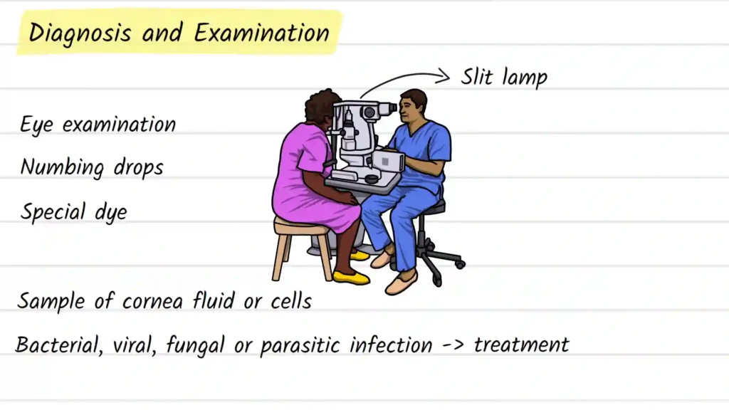 Keratitis diagnosis and examination