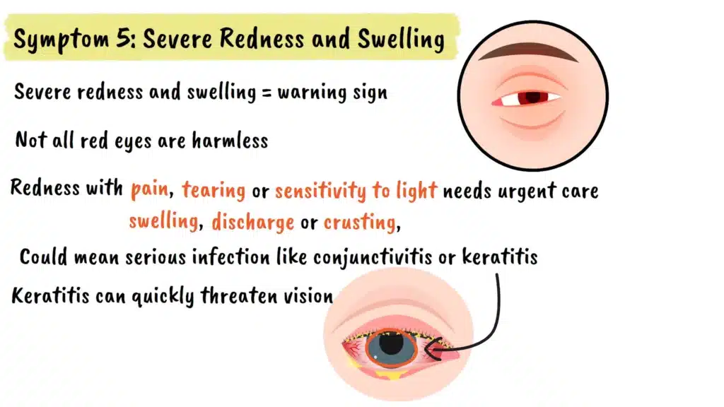 Severe redness and swelling eye symptom
