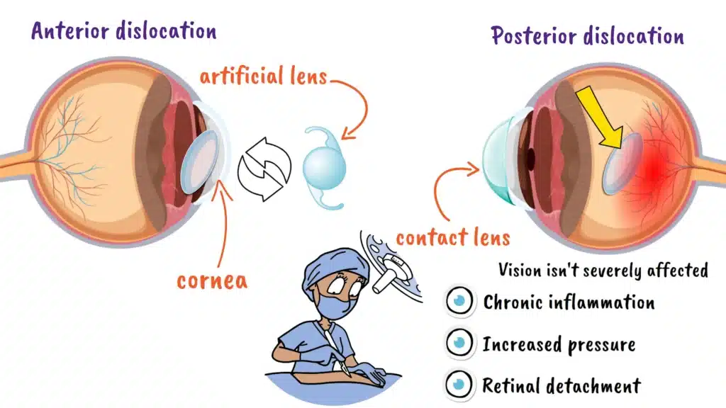 Traumatic Lens Dislocation anterior and posterior dislocation