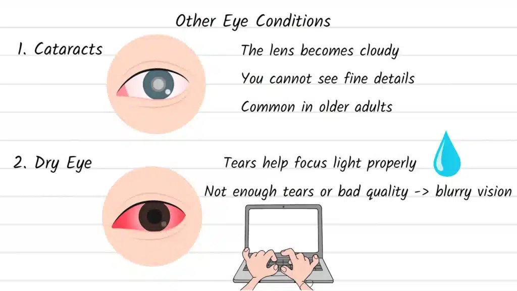 Causes of Blurred Vision cataracts and dry eye
